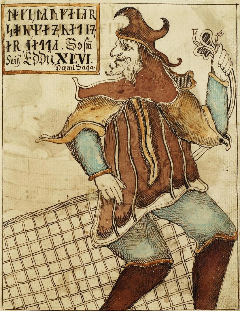 А вот вам изображение Локи с исландского манускрипта 16-го века.